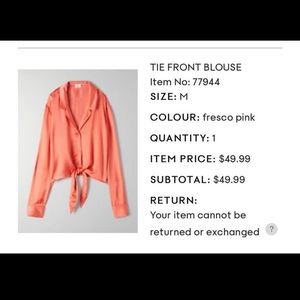 Wilfred Tie front blouse in fresco pink